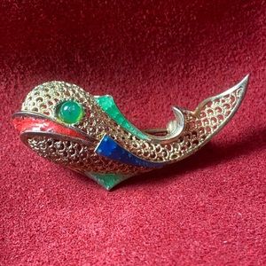 50s Alice Caviness Sterling Silver Whale Pin Brooch Vintage
